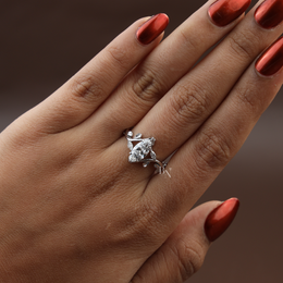 1ct Marquise Lab Grown Diamond Engagement Ring | Nature Vine Leaf Setting 14K White Gold