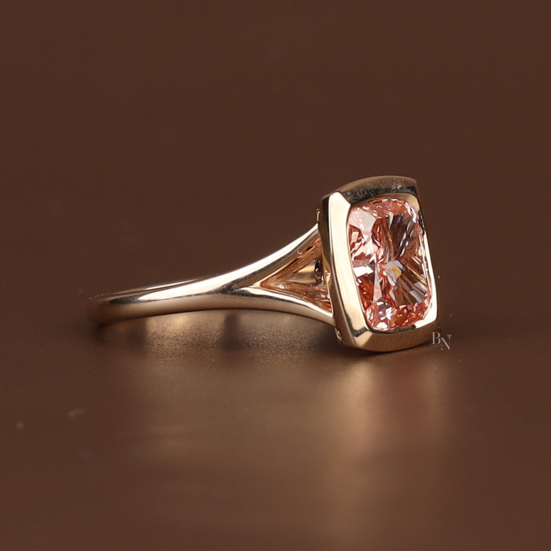 3ct Fancy Pink Cushion Lab Grown Diamond Engagement Ring | Solitaire 14K Gold