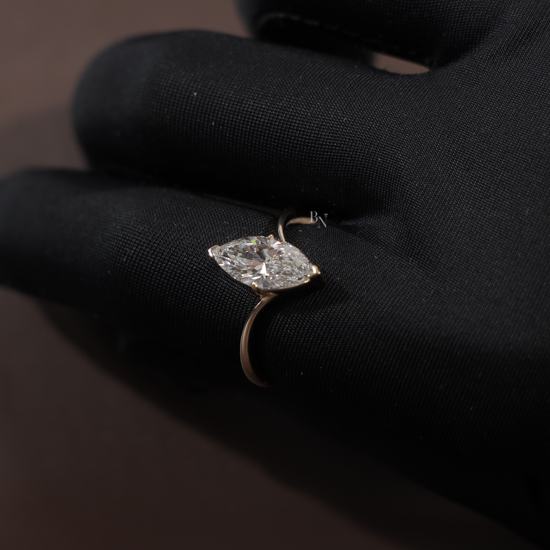 1.5ct Marquise Lab Grown Diamond Engagement Ring | Hidden Halo Solitaire 14K Gold