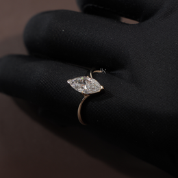 1.5ct Marquise Lab Grown Diamond Engagement Ring | Hidden Halo Solitaire 14K Gold