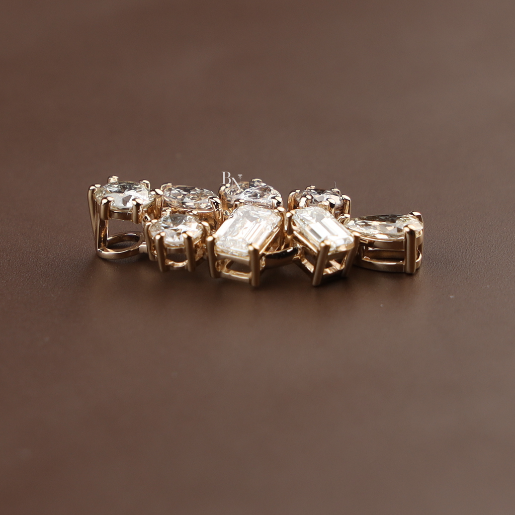 2.50ct Lab Grown Diamond Cluster Pendant | 14K Yellow Gold Mixed Cut Necklace