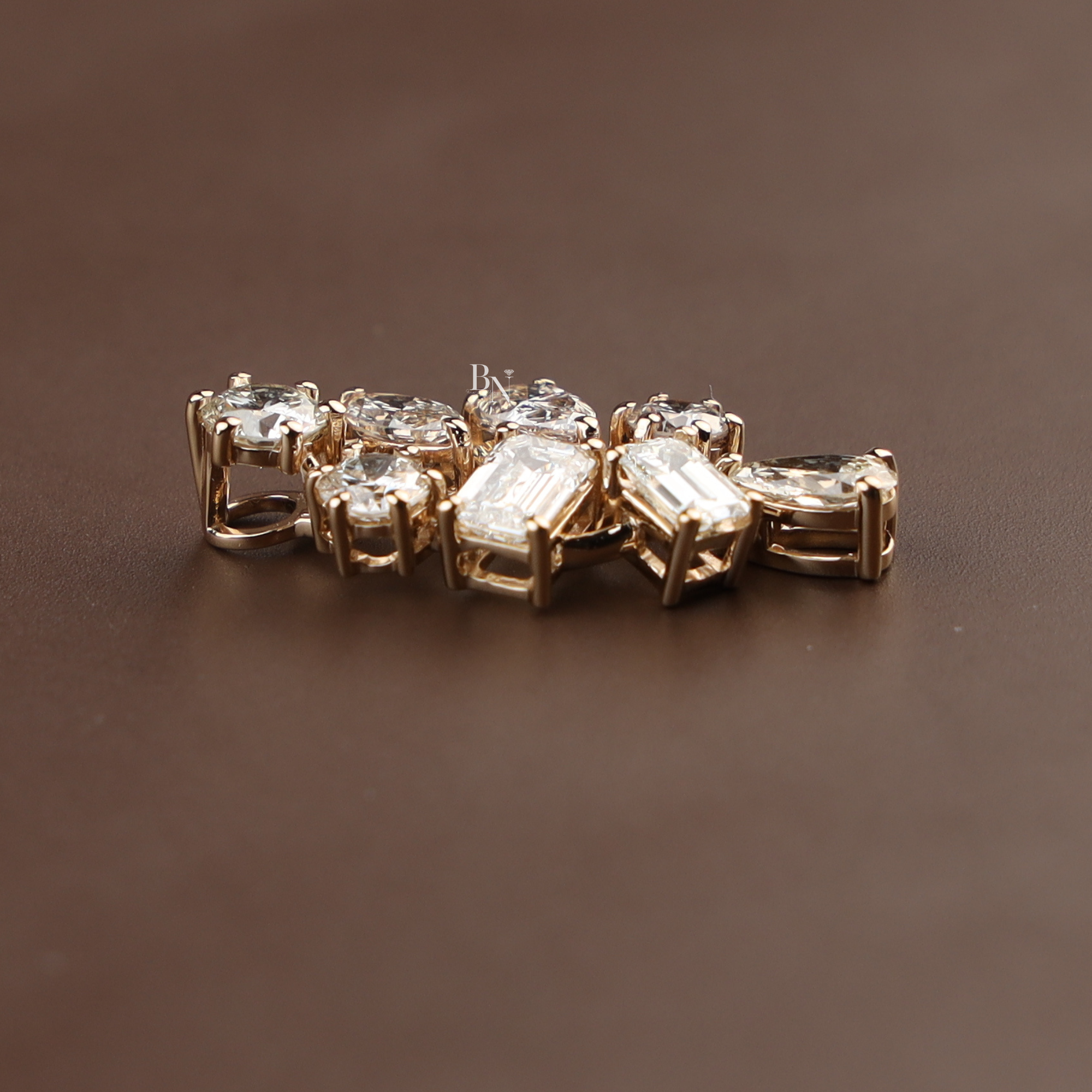 2.50ct Lab Grown Diamond Cluster Pendant | 14K Yellow Gold Mixed Cut Necklace