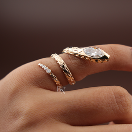 1ct Marquise Lab Grown Diamond Snake Ring | Serpent Wrap Symbolic 14K Yellow Gold