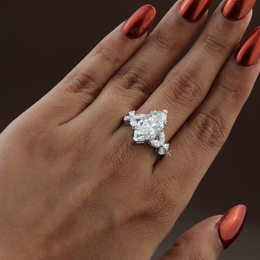 3.50ct Marquise Lab Grown Diamond Engagement Ring | Butterfly Side Stones V-Prong 14K White Gold