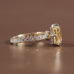 3.5ct Fancy Yellow Radiant Cut Lab Grown Diamond Engagement Ring | Solitaire 14K Gold
