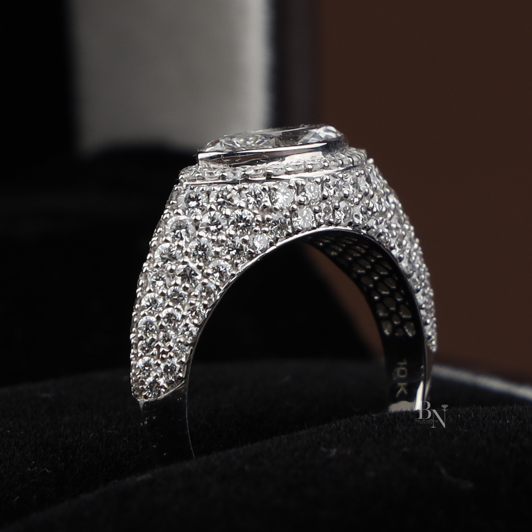 2ct Marquise Lab Grown Diamond Engagement Ring | Hidden Halo Pavé Band 14K White Gold