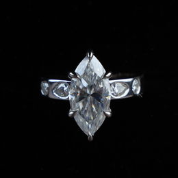3ct Marquise Lab Grown Diamond Engagement Ring | Six Prong V-Tip Solitaire 14K White Gold