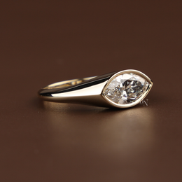1.25ct Marquise Lab Grown Diamond Engagement Ring | East West Bezel Set Solitaire 14K Gold