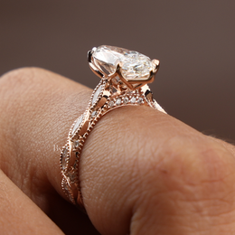 3ct Marquise Lab Grown Diamond Engagement Ring | Vintage Twisted Vine Band 14K Rose Gold