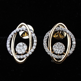 Orbit Stud Earrings | Abstract Cluster Modern Interlocking Oval 14K Gold