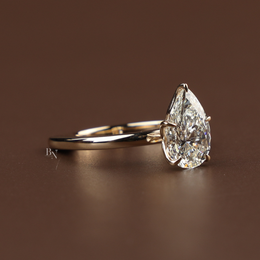 2ct Pear Cut Lab Grown Diamond Engagement Ring | Lotus Solitaire 14K Yellow Gold