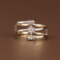 Triple Band Bypass Lab Diamond Ring | Multi Row Cage Band | Marquise and Round Cluster | Minimalist Bridal | Anniversary Gift
