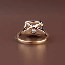 3ct Fancy Pink Cushion Lab Grown Diamond Ring | East West Bezel Set Minimalist Solitaire 14K Rose Gold