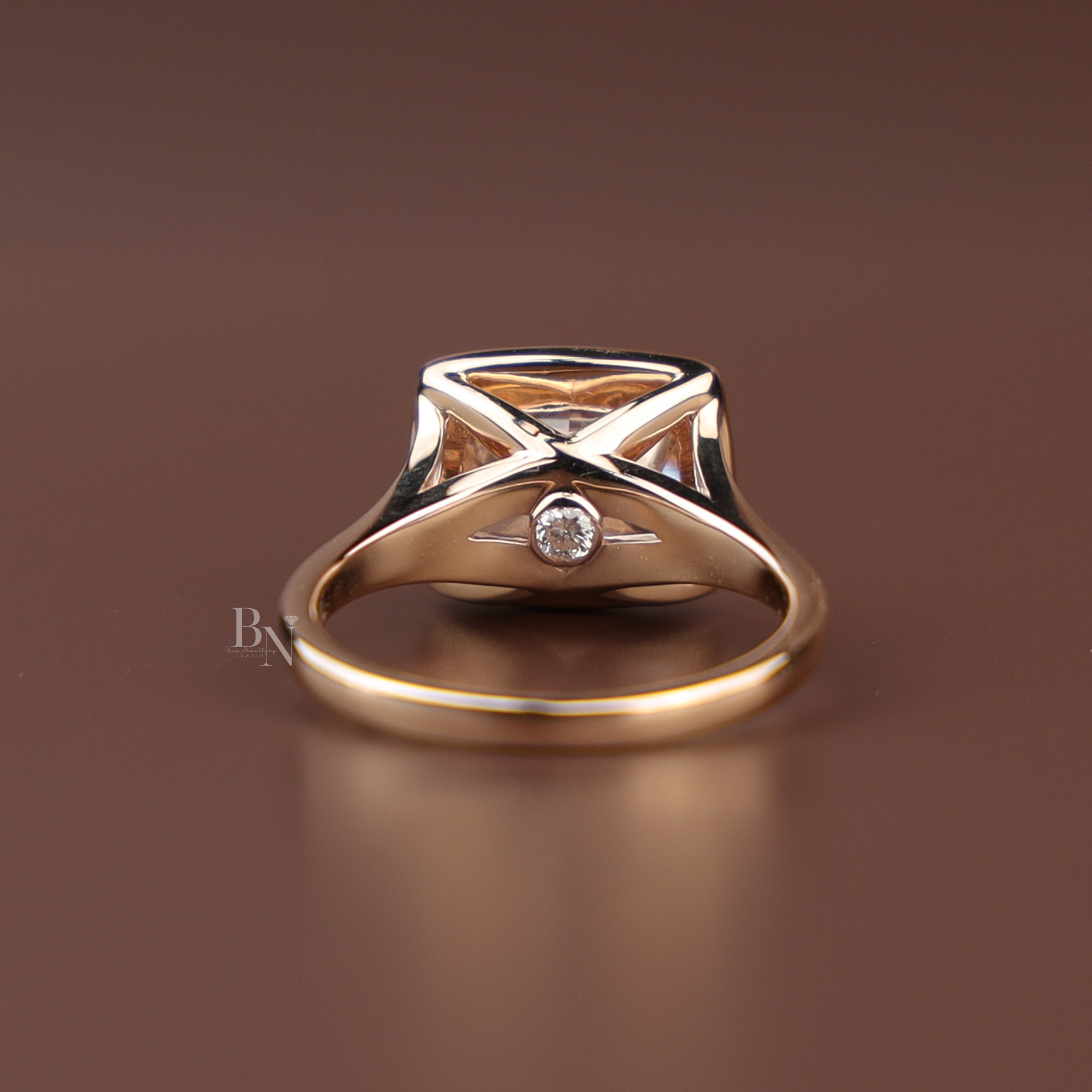 3ct Fancy Pink Cushion Lab Diamond Ring, East West Bezel Set Ring, Rose Gold Minimalist Wedding Ring, Unique Solitaire