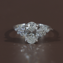 2ct Oval Lab Grown Diamond Engagement Ring | Cluster Setting 14K White Gold