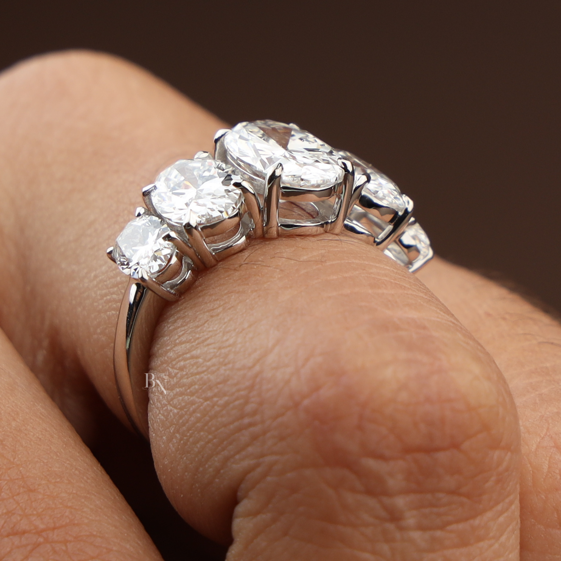 1.50ct Oval Lab Grown Diamond Five Stone Ring | 14K Gold