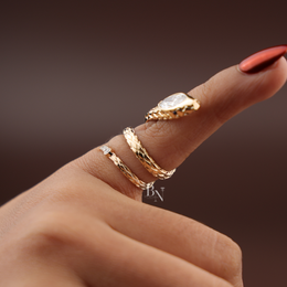 1ct Marquise Lab Grown Diamond Snake Ring | Serpent Wrap Symbolic 14K Yellow Gold