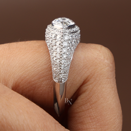 2ct Marquise Lab Grown Diamond Engagement Ring | Hidden Halo Pavé Band 14K White Gold