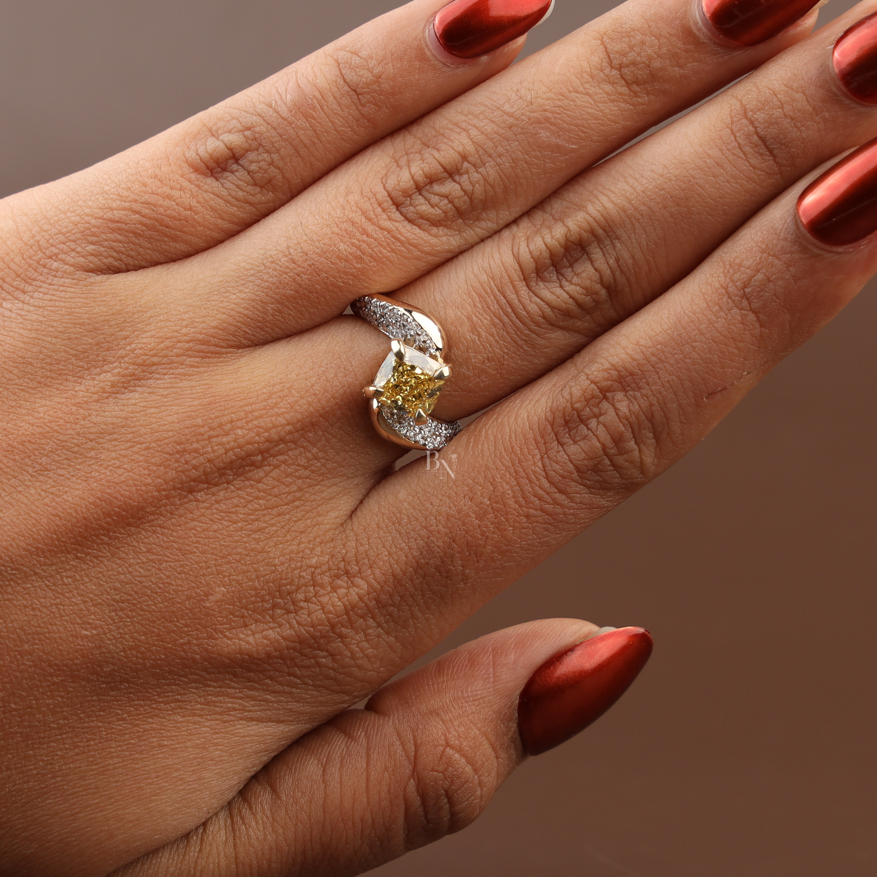 2ct Fancy Yellow Cushion Lab Grown Diamond Engagement Ring | Solitaire 14K Gold