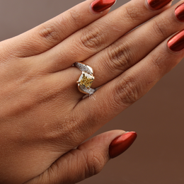 2ct Fancy Yellow Cushion Lab Grown Diamond Engagement Ring | Solitaire 14K Gold