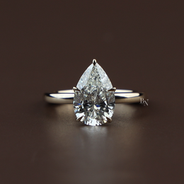 2ct Pear Cut Lab Grown Diamond Engagement Ring | Lotus Solitaire 14K Yellow Gold