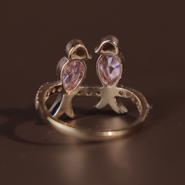 Pink Diamond Toi et Moi Bird Ring | Pear Cut Pink Lab Grown Diamond 14K Gold