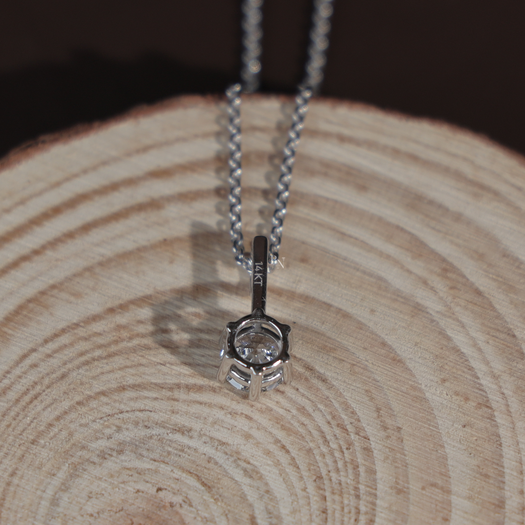 Round Brilliant Lab Grown Diamond Necklace | Minimalist Solitaire Pendant 14K White Gold