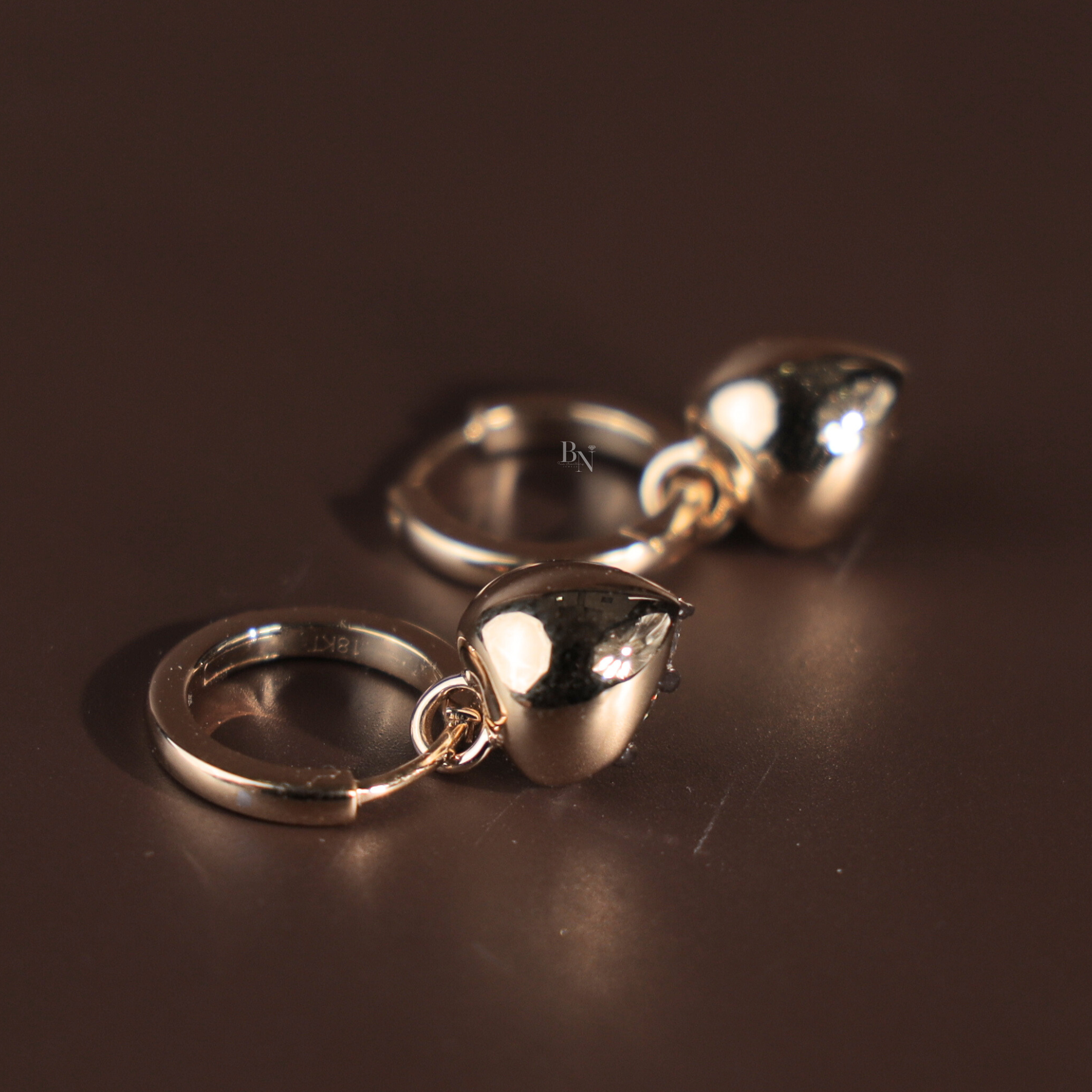 3ct Heart Cut Lab Grown Diamond Earrings | Hidden Halo Hoops 18K Yellow Gold