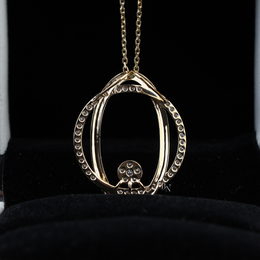 1.50ctw Oval Lab Grown Diamond Necklace Set | Interlocking Circle Pendant 14K Gold