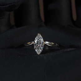 1.5ct Marquise Lab Grown Diamond Engagement Ring | Hidden Halo Solitaire 14K Gold
