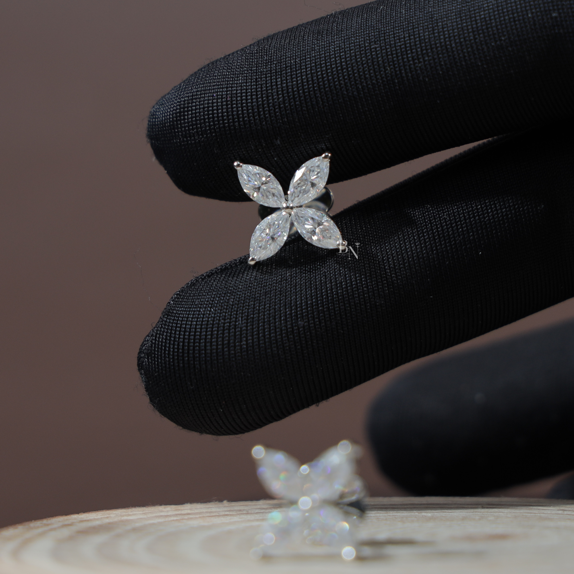 1.60 Carat Marquise Lab Grown Diamond Stud Earrings | 14K White Gold Floral Cluster Studs | IGI Certified Diamond | Secure Screw Back