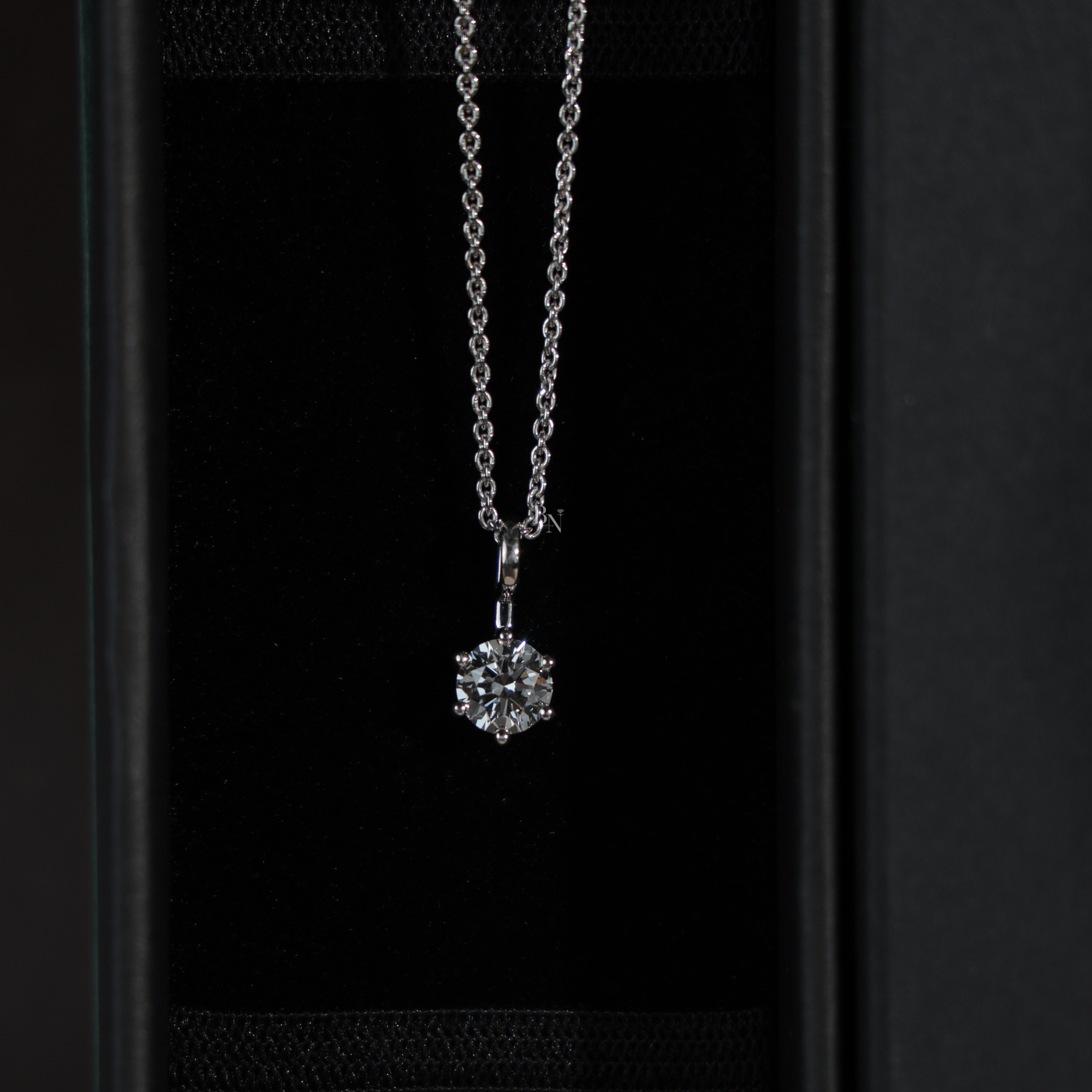 Round Brilliant Lab Grown Diamond Necklace | Minimalist Solitaire Pendant 14K White Gold