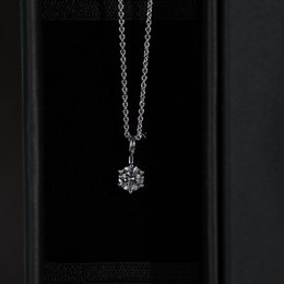 Round Brilliant Lab Grown Diamond Necklace | Minimalist Solitaire Pendant 14K White Gold