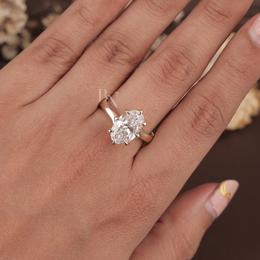 2.5ct Oval Lab Grown Diamond Engagement Ring | Tulip Cathedral Setting 14K Solid Gold