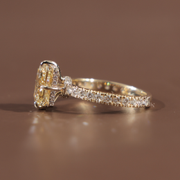 3.5ct Fancy Yellow Radiant Cut Lab Grown Diamond Engagement Ring | Solitaire 14K Gold