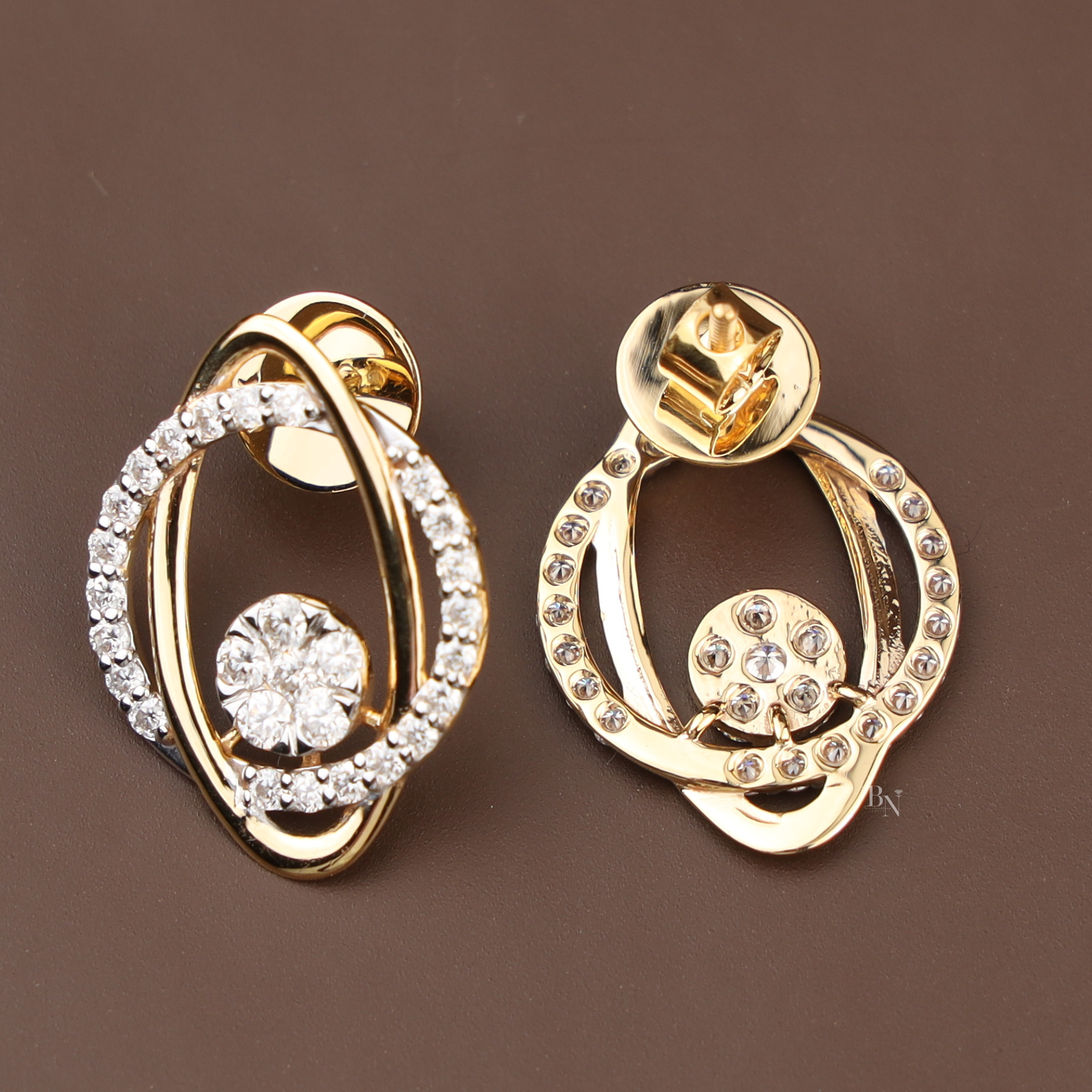 Orbit Stud Earrings | 14K Gold Abstract Cluster Earrings | Modern Interlocking Oval Studs | Fine Jewelry Anniversary Gift