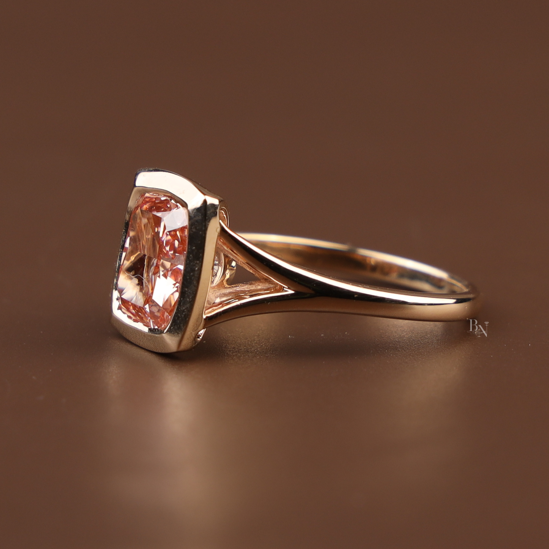 3ct Fancy Pink Cushion Lab Grown Diamond Engagement Ring | Solitaire 14K Gold