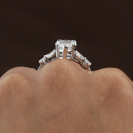 3.50ct Marquise Lab Grown Diamond Engagement Ring | Butterfly Side Stones V-Prong 14K White Gold