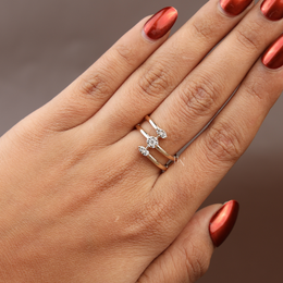 Triple Band Bypass Lab Grown Diamond Ring | Multi Row Cage Band 14K Gold