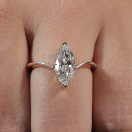 1.5ct Marquise Lab Grown Diamond Engagement Ring | Hidden Halo Solitaire 14K Gold