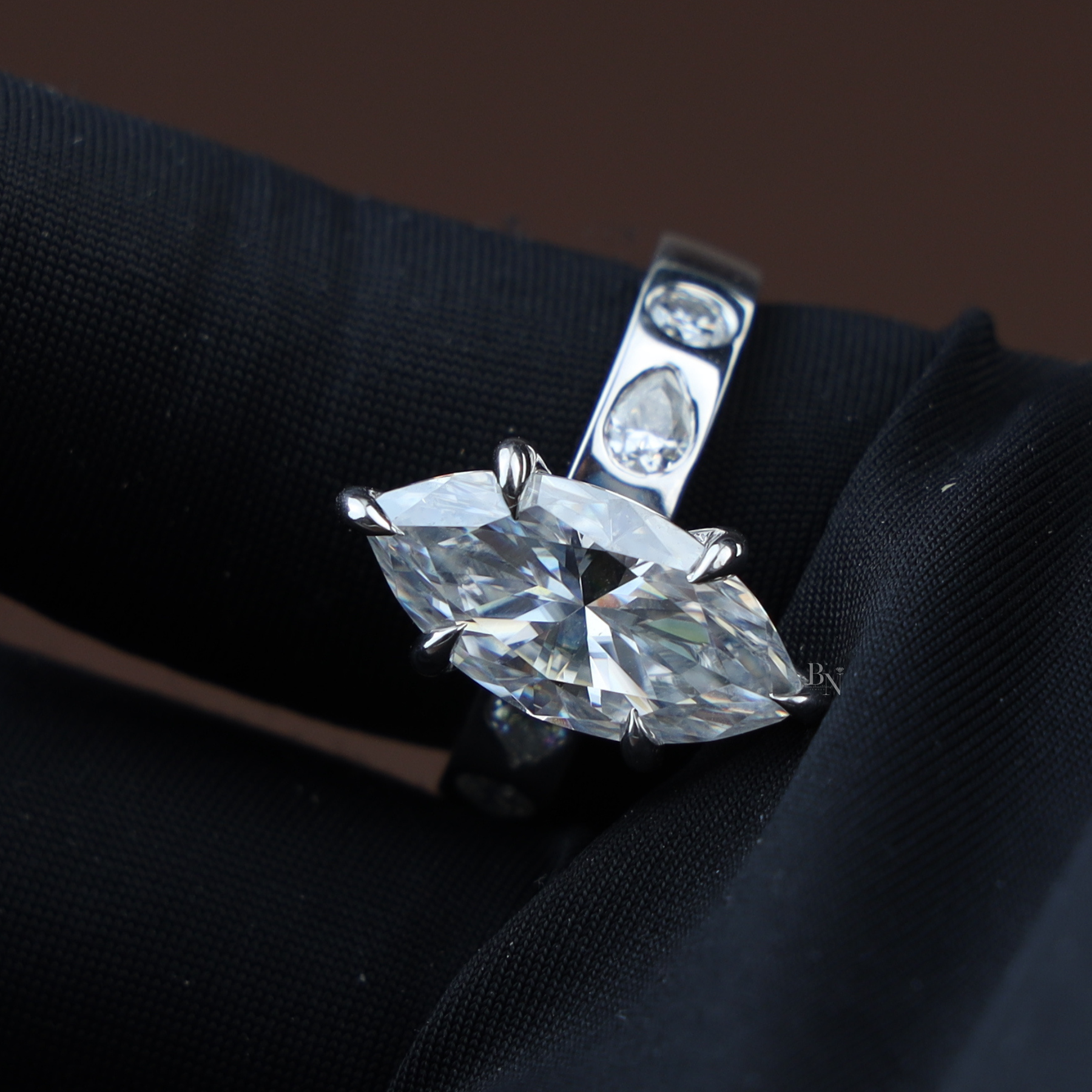 3ct Marquise Lab Grown Diamond Engagement Ring | Six Prong V-Tip Solitaire 14K White Gold