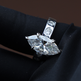 3ct Marquise Lab Grown Diamond Engagement Ring | Six Prong V-Tip Solitaire 14K White Gold