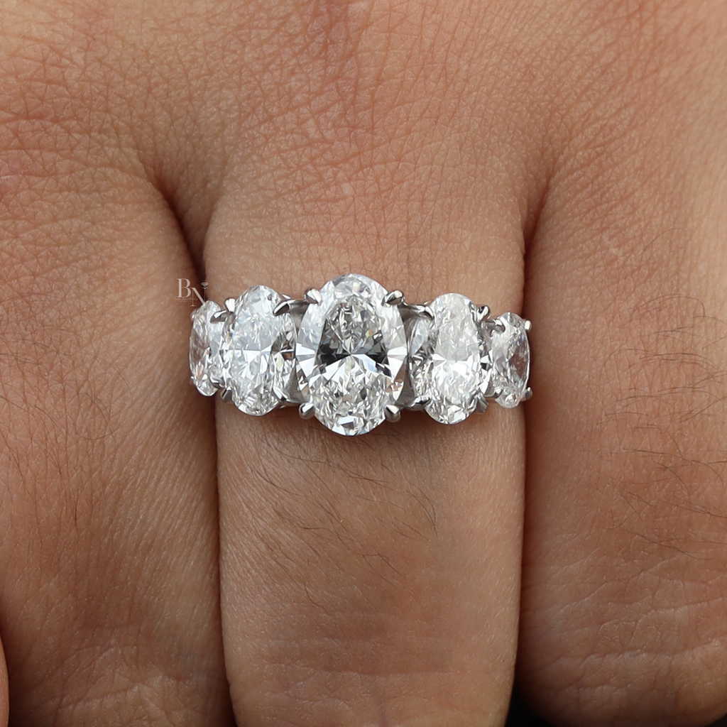 1.50CT Oval Lab Grown Diamond Five Stone Ring | Anniversary Band | Oval Cut Lab Diamond Wedding Ring | Bridal | 5 Stone