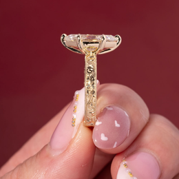 3ct Marquise Lab Grown Diamond Engagement Ring | Vintage Hand Engraved Art Deco Band 14K Yellow Gold