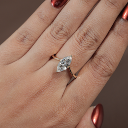 1.5ct Marquise Lab Grown Diamond Engagement Ring | Hidden Halo Solitaire 14K Gold
