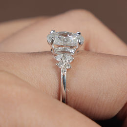 2ct Oval Lab Grown Diamond Engagement Ring | Cluster Setting 14K White Gold