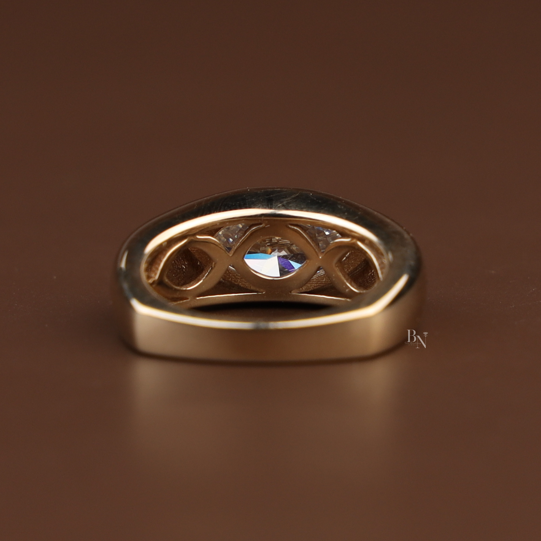 1.5ct Marquise Lab Grown Diamond Engagement Ring | East West Bezel Set Solitaire 14K Yellow Gold