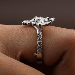 2ctw Butterfly Lab Grown Diamond Ring | Marquise Cut Cluster Bypass Band 14K White Gold
