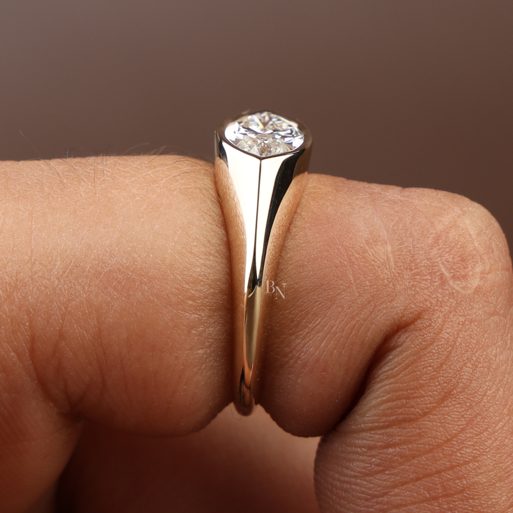 1.25ct Marquise Lab Grown Diamond Engagement Ring | East West Bezel Set Solitaire 14K Gold