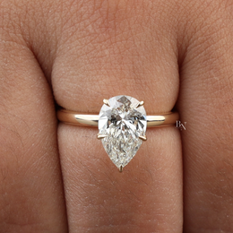 2ct Pear Cut Lab Grown Diamond Engagement Ring | Lotus Solitaire 14K Yellow Gold
